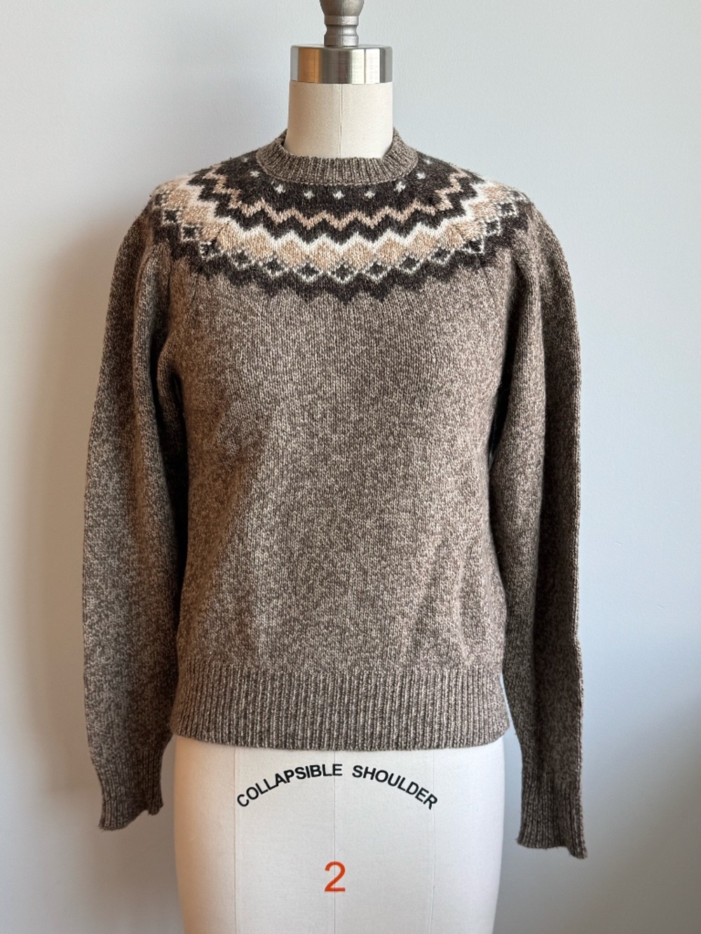 FRAME Women’s Fair Isle Wool & Cashmere Blend Sweater XS – Mushroom Heather